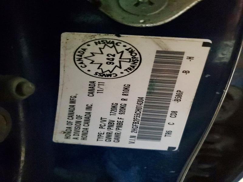 Aukcja sprzedaży 2012 Honda Civic, vin: 2HGFB2F55CH014304, numer aukcji: 73829135