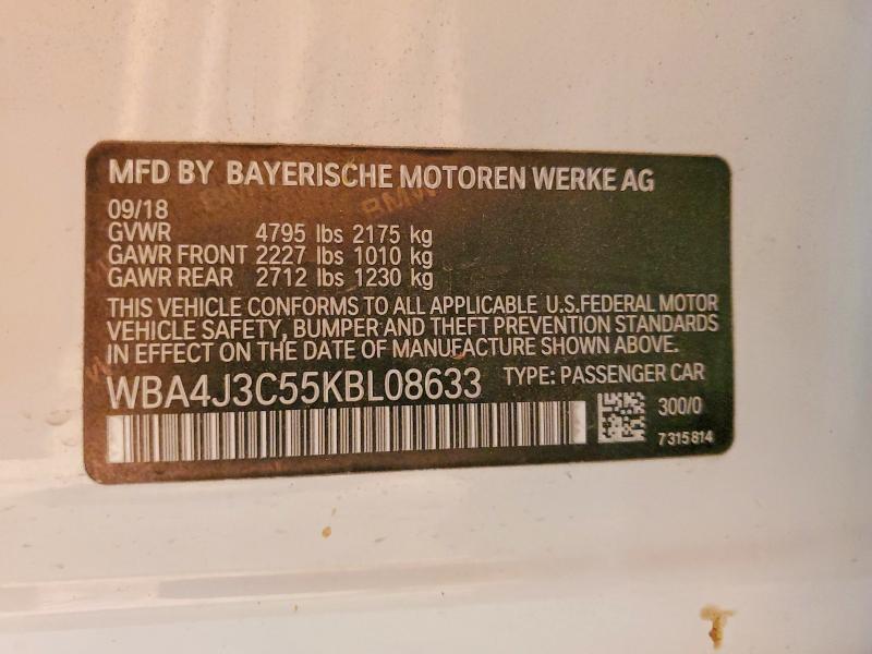 Auction sale of the 2019 Bmw 430xi, vin: WBA4J3C55KBL08633, lot number: 74103325