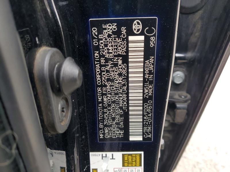 Aukcja sprzedaży 2020 Toyota Prius, vin: JTDKARFU4L3112825, numer aukcji: 98132275