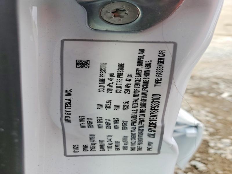 Aukcja sprzedaży 2025 Tesla Model 3, vin: 5YJ3E1EA7SF933100, numer aukcji: 97918525