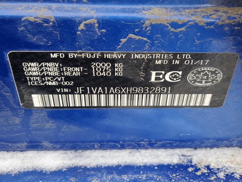 Aukcja sprzedaży 2017 Subaru Wrx, vin: JF1VA1A6XH9832891, numer aukcji: 73181545
