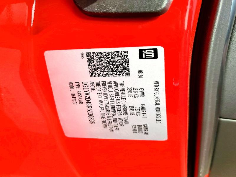 2024 Chevrolet Corvette მანქანა იყიდება აუქციონზე, vin: 1G1YA2D48R5130836, აუქციონის ნომერი: 74479025