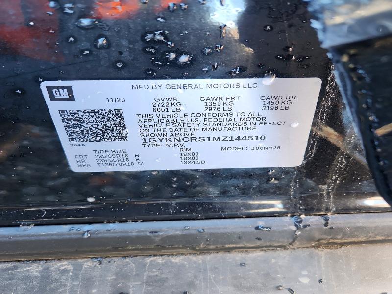 2021 Cadillac Xt5 მანქანა იყიდება აუქციონზე, vin: 1GYKNCRS1MZ144510, აუქციონის ნომერი: 72609515