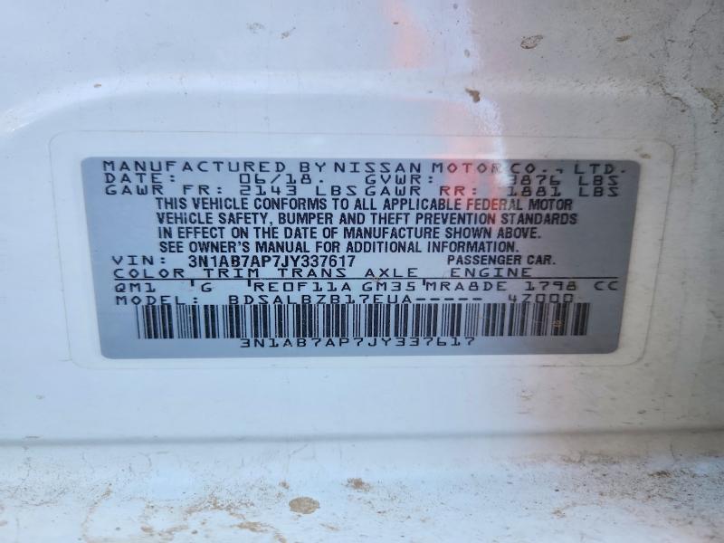 Aukcja sprzedaży 2018 Nissan Sentra, vin: 3N1AB7AP7JY337617, numer aukcji: 99528995