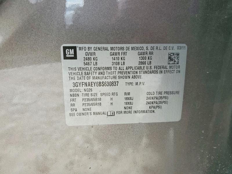 Продаж на аукціоні авто 2011 Cadillac Srx Luxury, vin: 3GYFNAEY6BS630837, номер лоту: 98620075