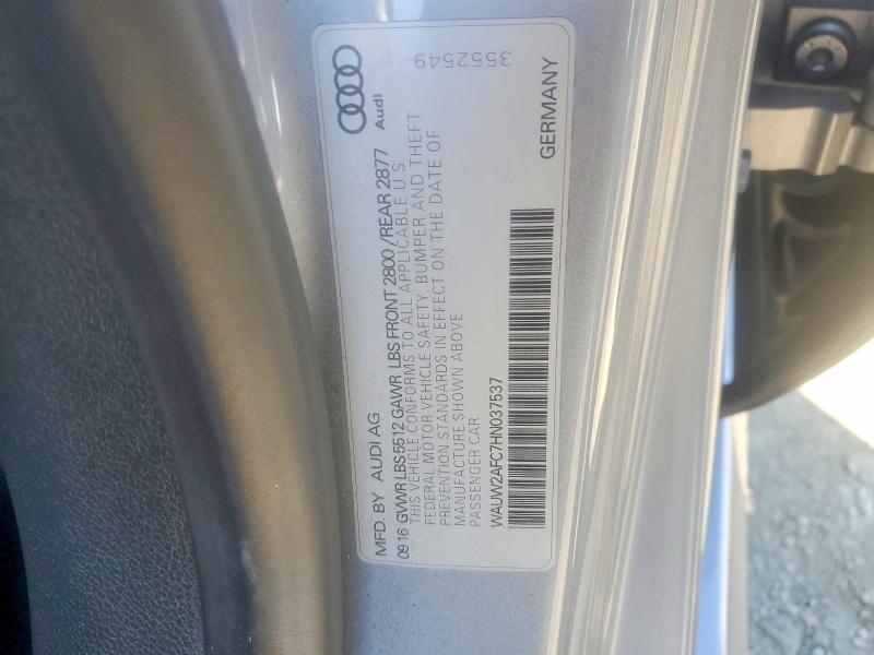 Aukcja sprzedaży 2017 Audi A7, vin: WAUW2AFC7HN037537, numer aukcji: 99526695