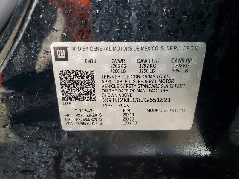 2018 Gmc Sierra K15 მანქანა იყიდება აუქციონზე, vin: 3GTU2NEC8JG551821, აუქციონის ნომერი: 72576845