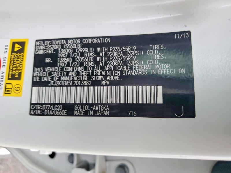 Aukcja sprzedaży 2014 Lexus Rx 350, vin: JTJZK1BA5E2013882, numer aukcji: 98994555