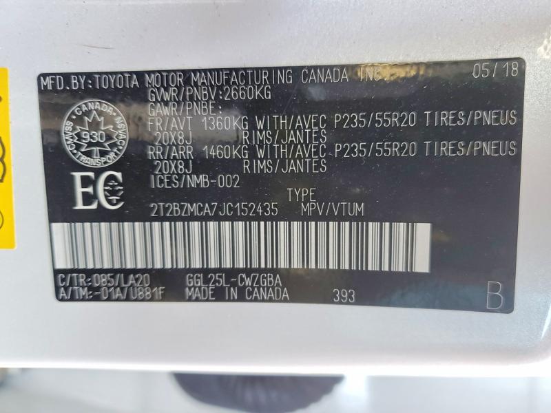 Продаж на аукціоні авто 2018 Lexus Rx, vin: 2T2BZMCA7JC152435, номер лоту: 99604125