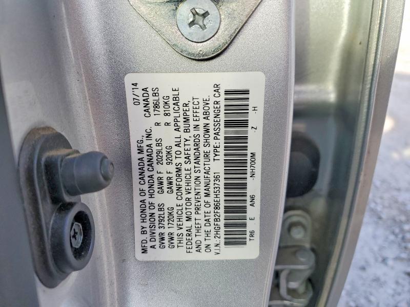 Продаж на аукціоні авто 2014 Honda Civic, vin: 2HGFB2F86EH537361, номер лоту: 74244495