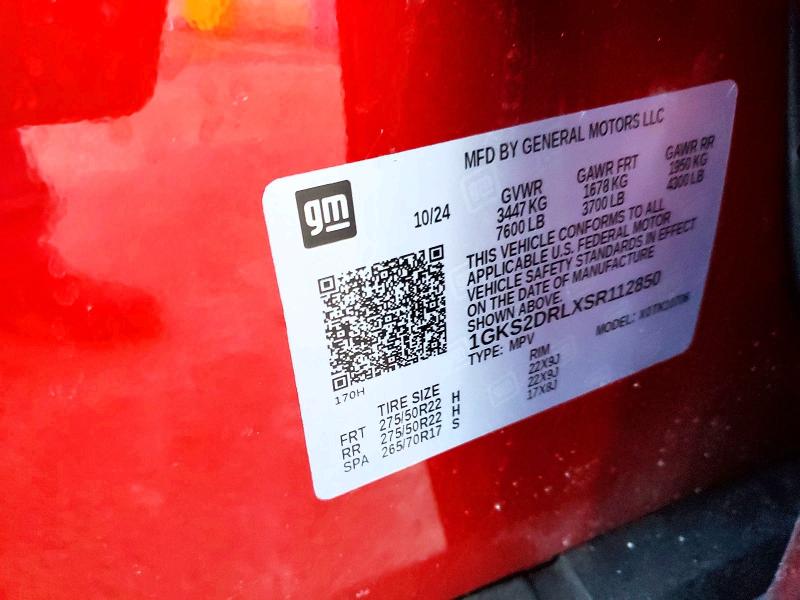 72104785 :رقم المزاد ، 1GKS2DRLXSR112850 vin ، 2025 Gmc Yukon مزاد بيع