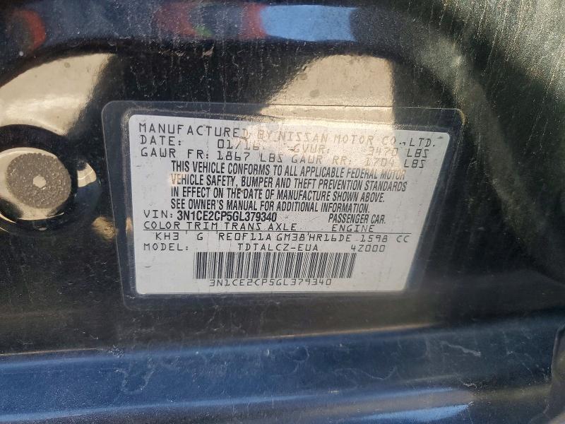 73221885 :رقم المزاد ، 3N1CE2CP5GL379340 vin ، 2016 Nissan Versa Note مزاد بيع