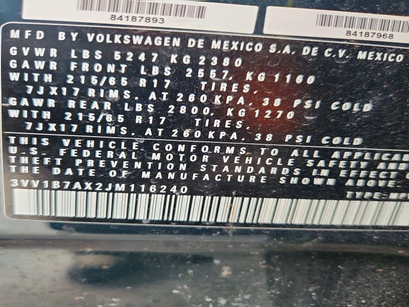 74576405 :رقم المزاد ، 3VV1B7AX2JM116240 vin ، 2018 Volkswagen Tiguan مزاد بيع