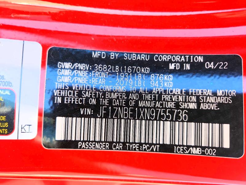 Aukcja sprzedaży 2022 Toyota Gr 86, vin: JF1ZNBE1XN9755736, numer aukcji: 75273815