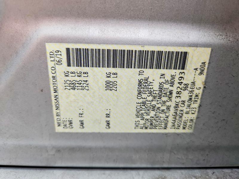 Продаж на аукціоні авто 2019 Nissan Maxima S, vin: 1N4AA6AV8KC382493, номер лоту: 97371735