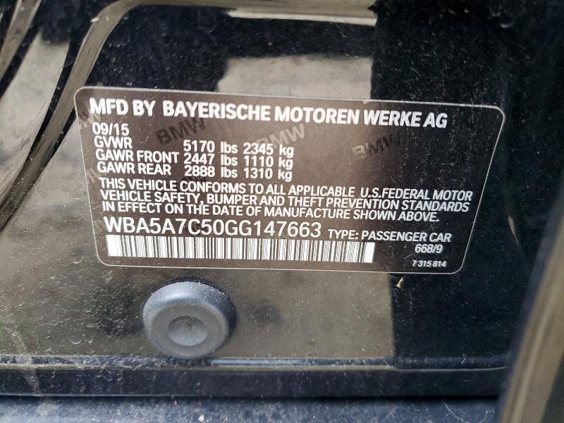 98768795 :رقم المزاد ، WBA5A7C50GG147663 vin ، 2016 Bmw 528 مزاد بيع
