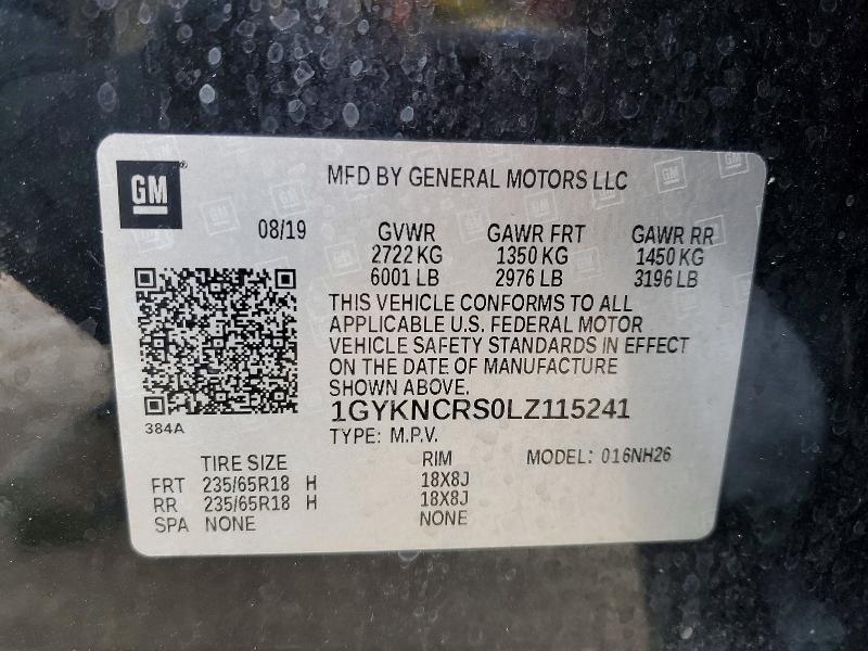 2020 Cadillac Xt5 მანქანა იყიდება აუქციონზე, vin: 1GYKNCRS0LZ115241, აუქციონის ნომერი: 74684495