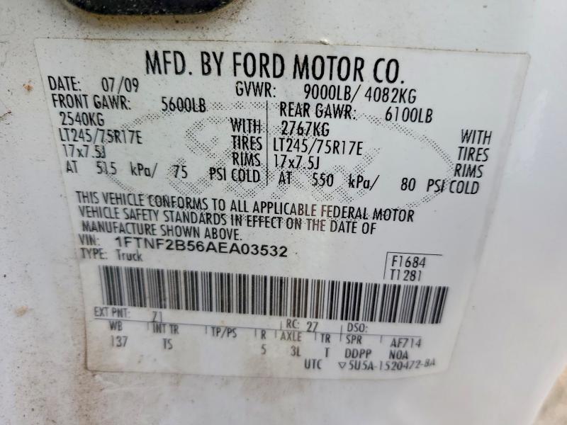 Продаж на аукціоні авто 2010 Ford F250 Super, vin: 1FTNF2B56AEA03532, номер лоту: 99614535