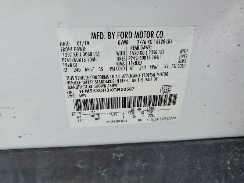 Aukcja sprzedaży 2019 Ford Explorer, vin: 1FM5K8DH3KGB20587, numer aukcji: 99019745