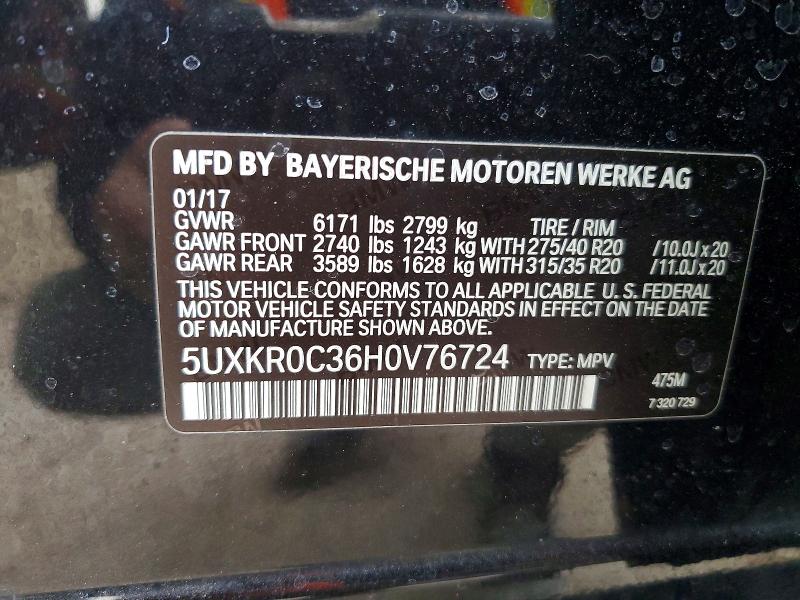 72703435 :رقم المزاد ، 5UXKR0C36H0V76724 vin ، 2017 Bmw X5 مزاد بيع
