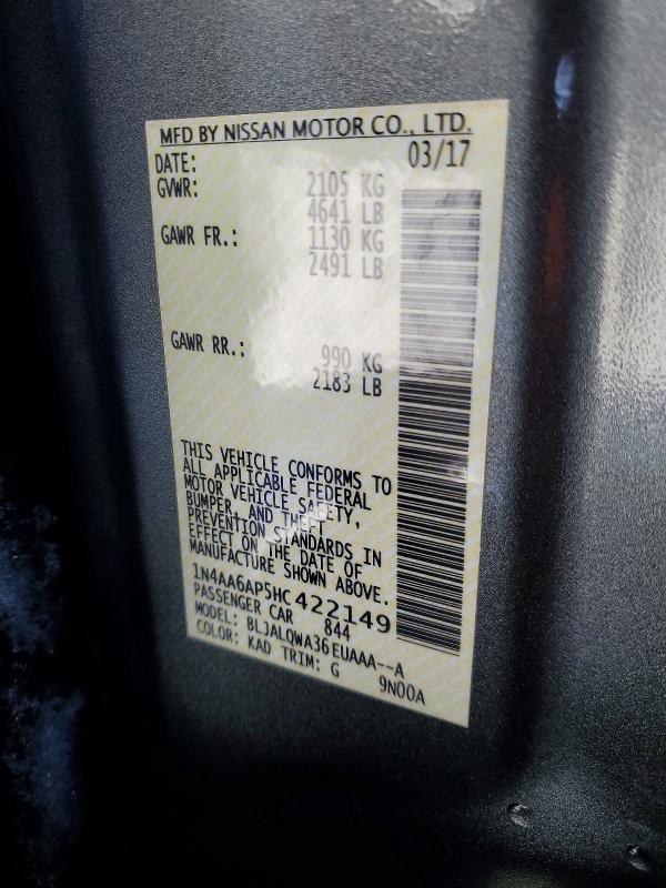 Aukcja sprzedaży 2017 Nissan Maxima, vin: 1N4AA6AP5HC422149, numer aukcji: 74892265