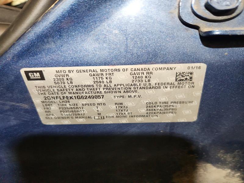 2016 Chevrolet Equinox მანქანა იყიდება აუქციონზე, vin: 2GNFLFEK1G6249057, აუქციონის ნომერი: 72107435
