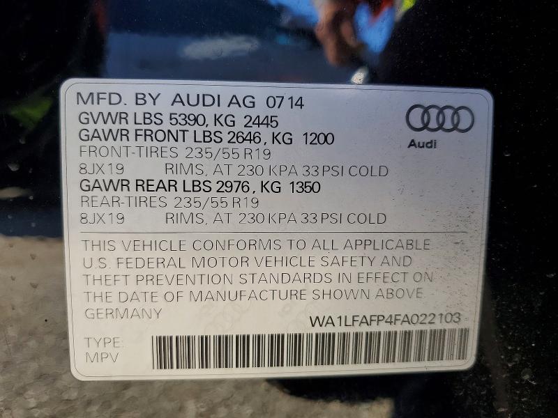 Aukcja sprzedaży 2015 Audi Q5, vin: WA1LFAFP4FA022103, numer aukcji: 99365245