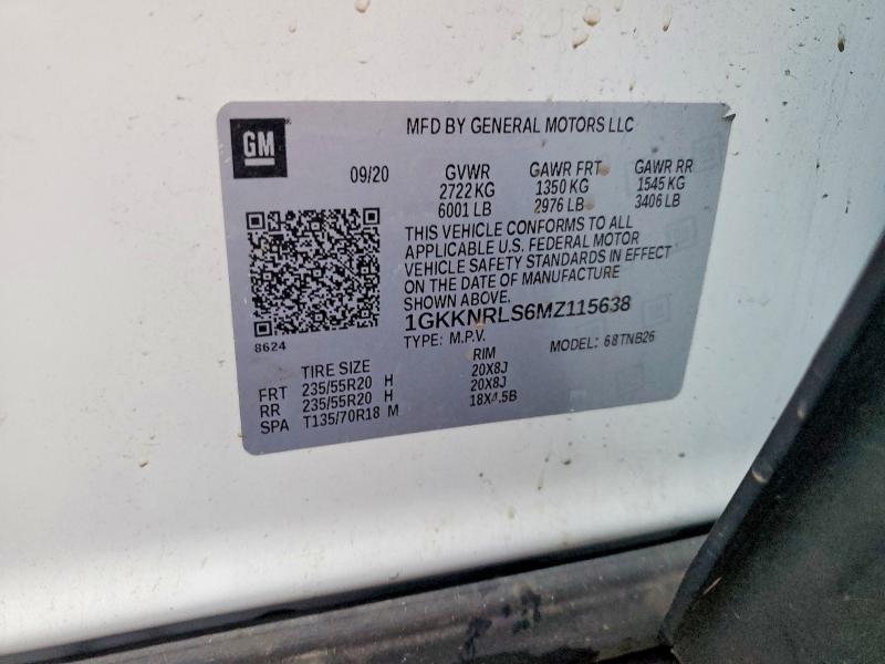 Aukcja sprzedaży 2021 Gmc Acadia, vin: 1GKKNRLS6MZ115638, numer aukcji: 98003325