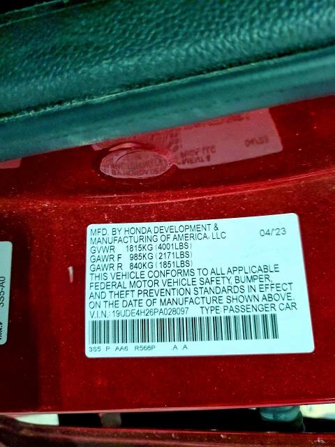 2023 Acura Integra მანქანა იყიდება აუქციონზე, vin: 19UDE4H26PA028097, აუქციონის ნომერი: 73236425