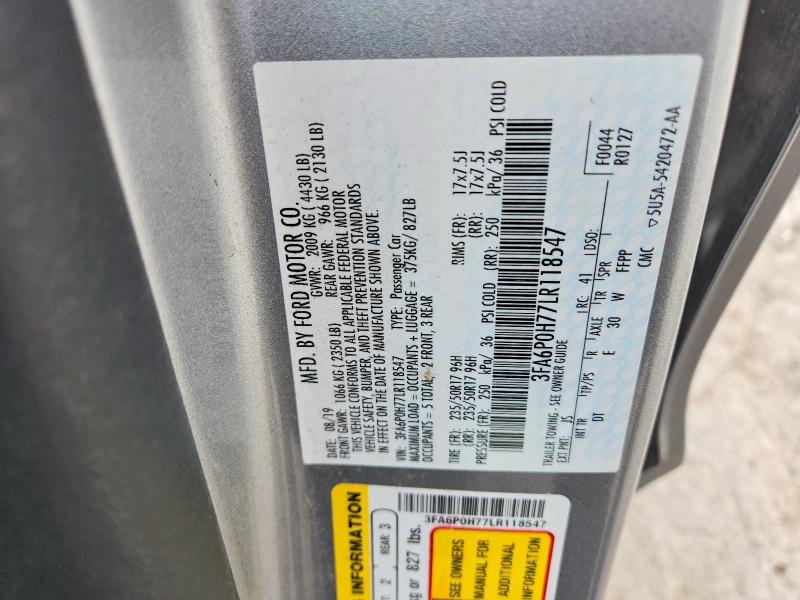 Продажа на аукционе авто 2020 Ford Fusion Se, vin: 3FA6P0H77LR118547, номер лота: 99148035