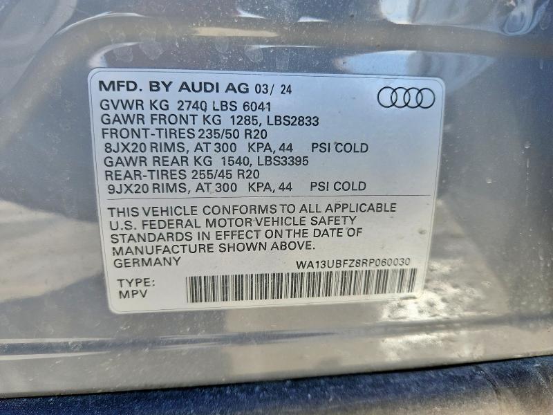 75157835 :رقم المزاد ، WA13UBFZ8RP060030 vin ، 2024 Audi Q4 E-tron مزاد بيع