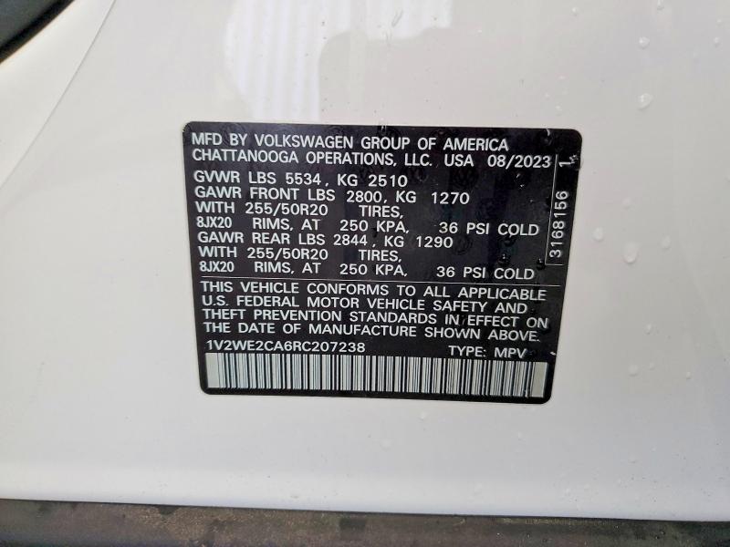 Продажа на аукционе авто 2024 Volkswagen Atlas Cross Sport, vin: 1V2WE2CA6RC207238, номер лота: 72426055