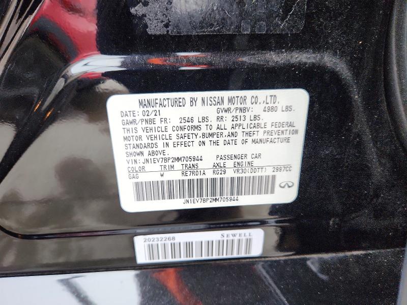 Aukcja sprzedaży 2021 Infiniti Q50, vin: JN1EV7BP2MM705944, numer aukcji: 74550295