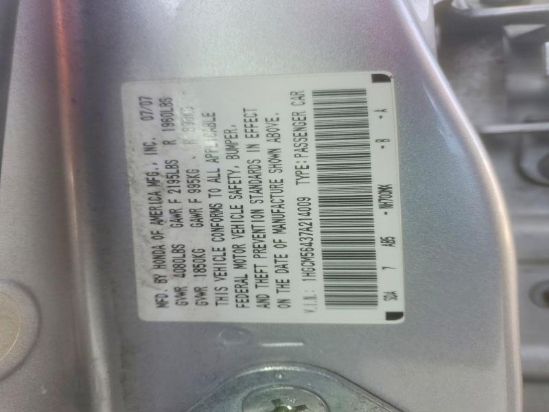 Aukcja sprzedaży 2007 Honda Accord, vin: 1HGCM56437A214009, numer aukcji: 99711685