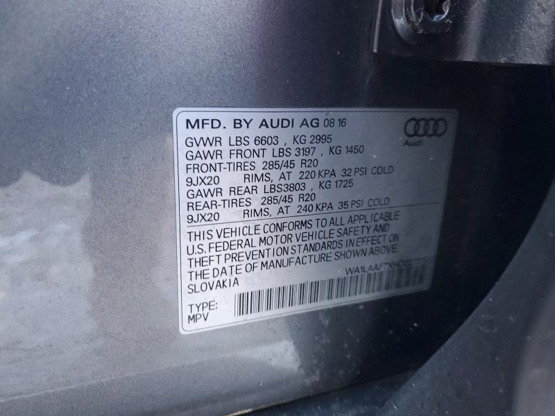 Продаж на аукціоні авто 2017 Audi Q7, vin: WA1LAAF7XHD027211, номер лоту: 73061235