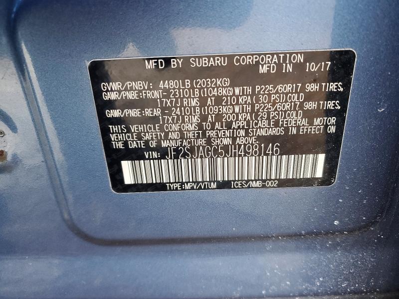 Продаж на аукціоні авто 2018 Subaru Forester, vin: JF2SJAGC5JH498146, номер лоту: 72741875