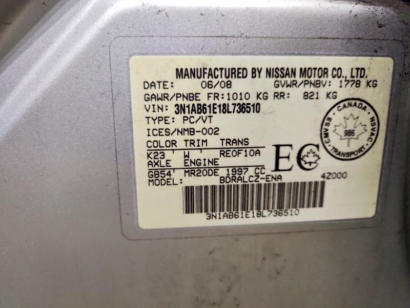 Продажа на аукционе авто 2008 Nissan Sentra, vin: 3N1AB61E18L736510, номер лота: 73638695