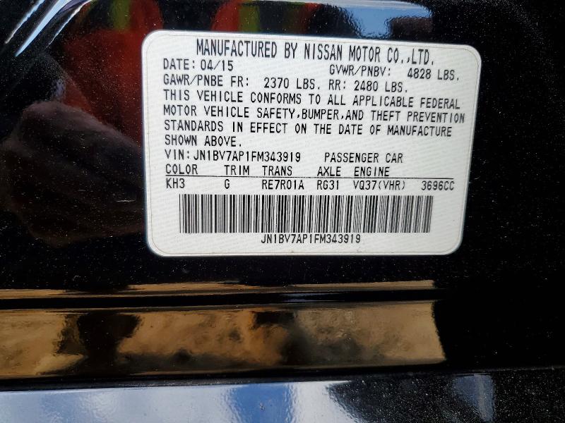 Продажа на аукционе авто 2015 Infiniti Q50, vin: JN1BV7AP1FM343919, номер лота: 98600345