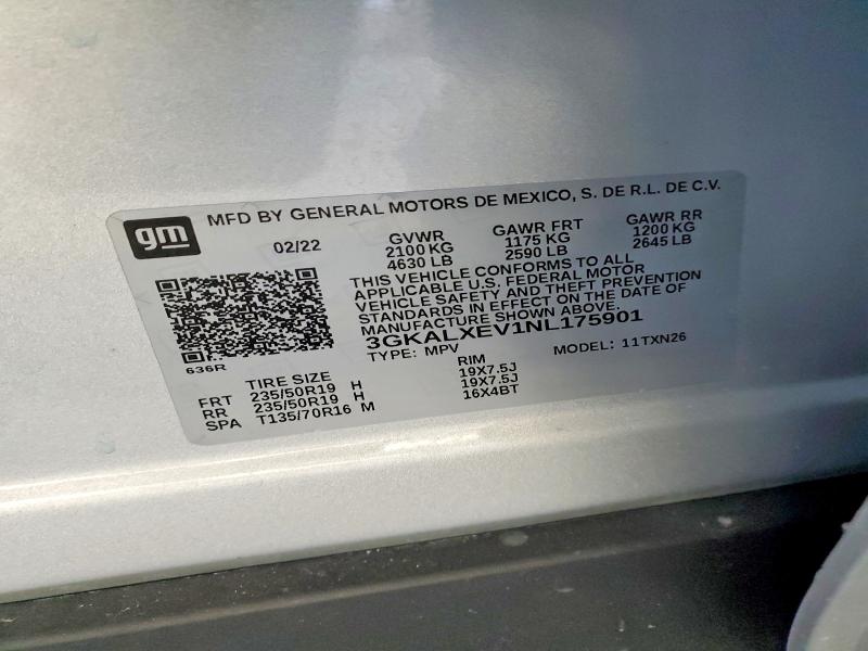 74238775 :رقم المزاد ، 3GKALXEV1NL175901 vin ، 2022 Gmc Terrain مزاد بيع
