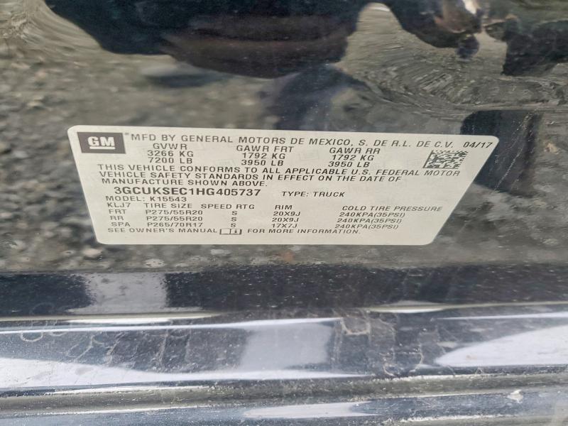 Продажа на аукционе авто 2017 Chevrolet Silverado, vin: 3GCUKSEC1HG405737, номер лота: 99921655