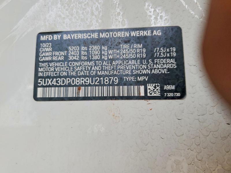 2024 Bmw X3 მანქანა იყიდება აუქციონზე, vin: 5UX43DP08R9U21879, აუქციონის ნომერი: 75635145