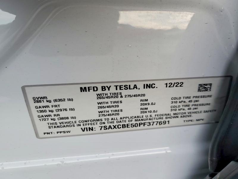 Продажа на аукционе авто 2023 Tesla Model X, vin: 7SAXCBE50PF377691, номер лота: 72913705