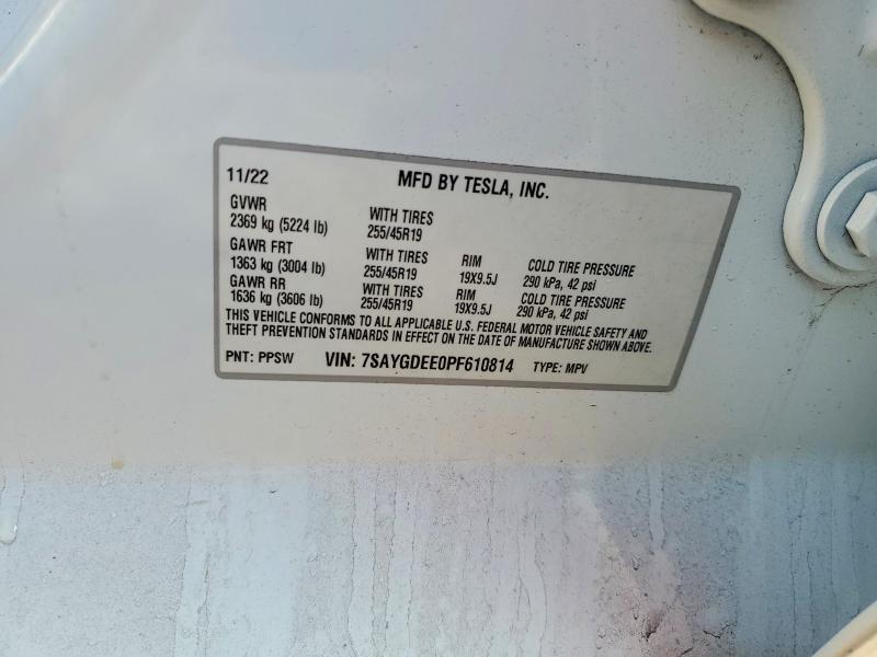 99767405 :رقم المزاد ، 7SAYGDEE0PF610814 vin ، 2023 Tesla Model Y مزاد بيع