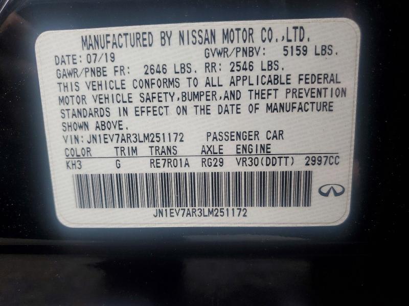 Aukcja sprzedaży 2020 Infiniti Q50, vin: JN1EV7AR3LM251172, numer aukcji: 73124655
