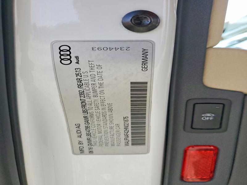 75484785 :رقم المزاد ، WAUFNAF42HN021875 vin ، 2017 Audi A4 مزاد بيع