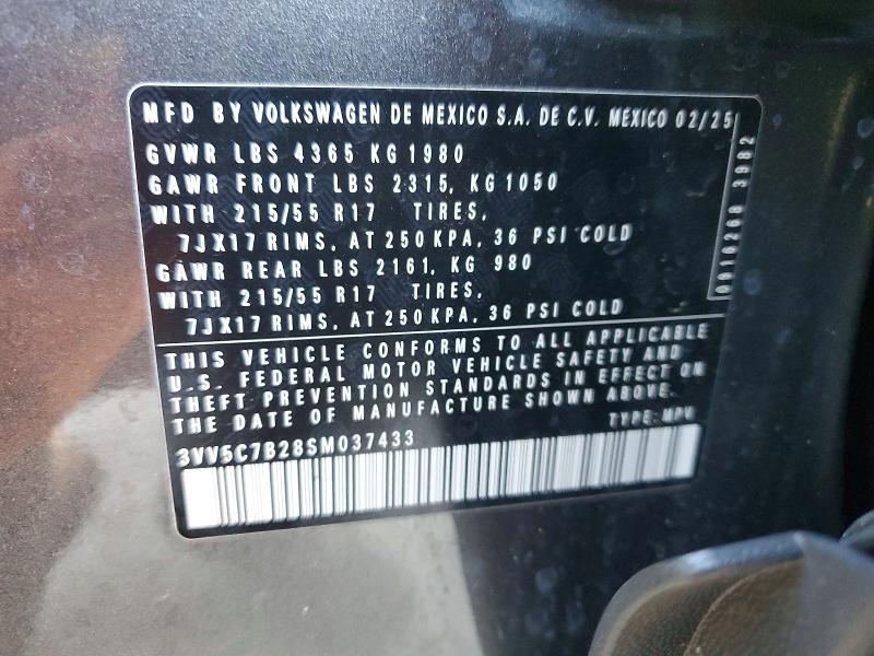 Aukcja sprzedaży 2025 Volkswagen Taos S, vin: 3VV5C7B28SM037433, numer aukcji: 74041905