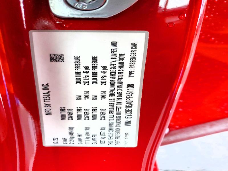 Aukcja sprzedaży 2023 Tesla Model 3, vin: 5YJ3E1EA0PF451138, numer aukcji: 99541075