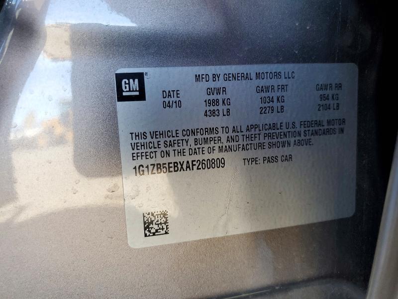 2010 Chevrolet Malibu მანქანა იყიდება აუქციონზე, vin: 1G1ZB5EBXAF260809, აუქციონის ნომერი: 72265075