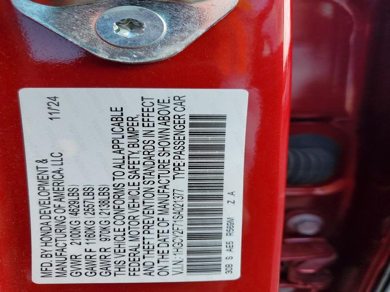 2025 Honda Accord მანქანა იყიდება აუქციონზე, vin: 1HGCY2F71SA021377, აუქციონის ნომერი: 99888035