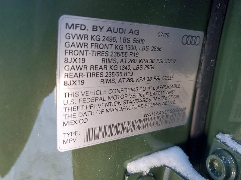2025 Audi Q5 მანქანა იყიდება აუქციონზე, vin: WA11AAGU1S2060466, აუქციონის ნომერი: 73673495